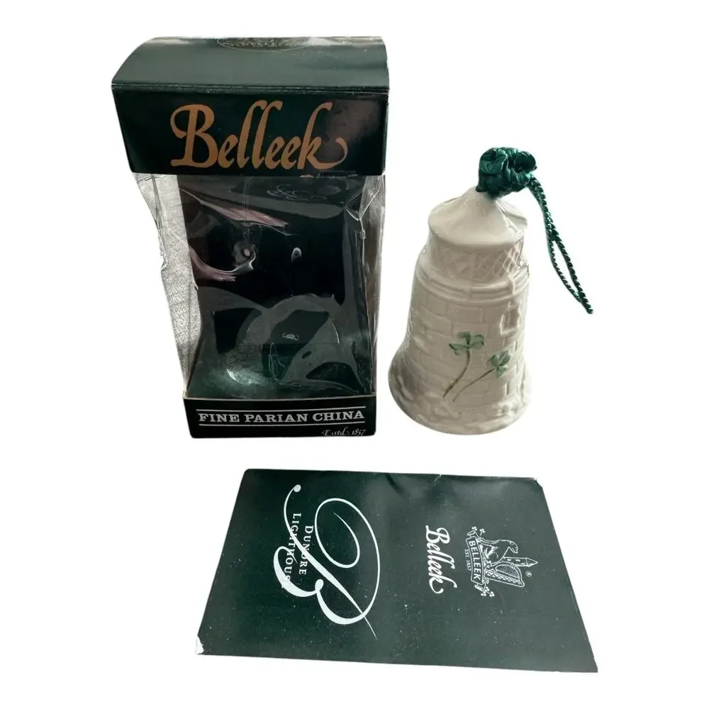 NWB Vintage Irish Belleek Porcelain Christmas ornament Dunore Lighthouse in Box